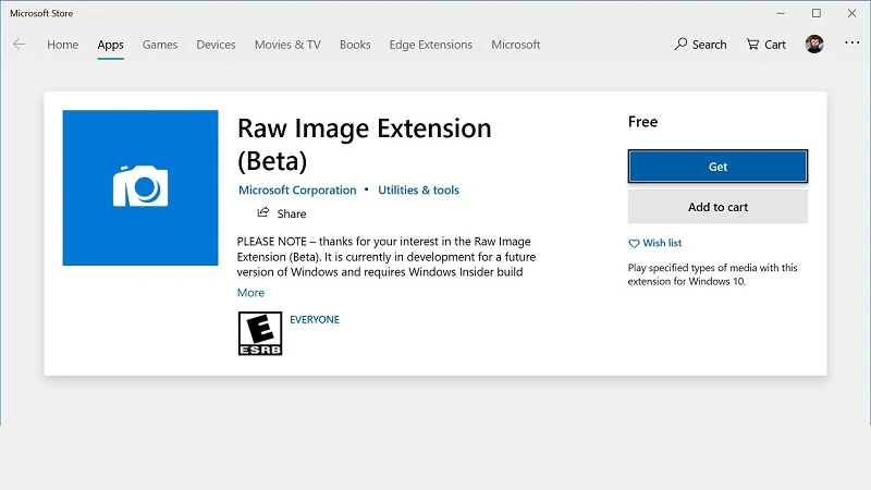 Latest Windows 10 build 18323 (19H1) adds improved RAW image support