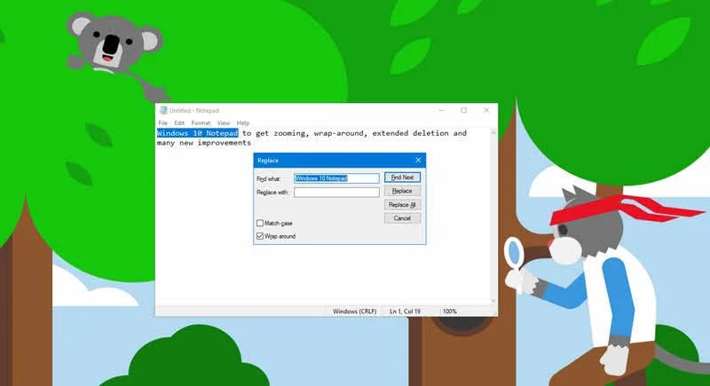 Windows 10 Notepad to get zooming, wrap-around, extended deletion and many new improvements