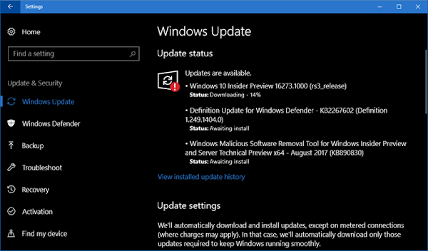 Windows 10 Preview Build 16273 for PC is now rolling out to Insiders