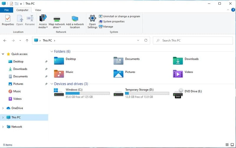 The new look of File Explorer with new icons