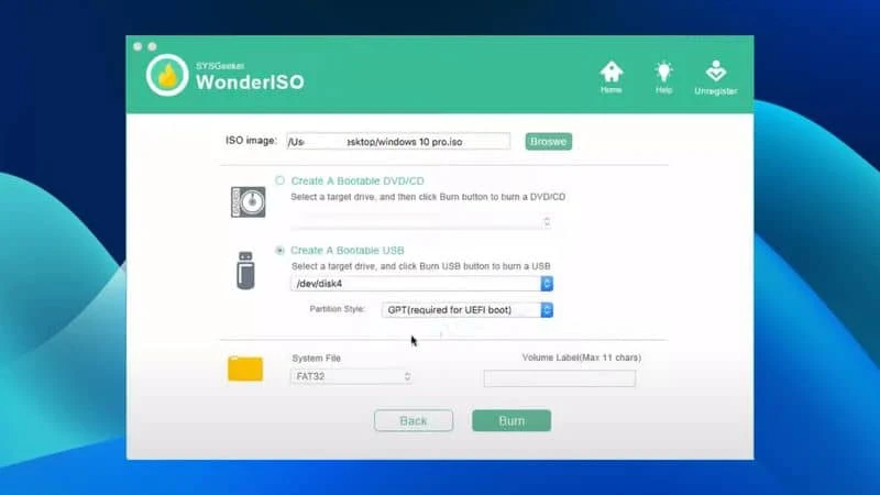 Create Windows 10 Bootable USB Using WonderISO