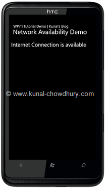WP7.1 Demo - Detecting Network Connectivity