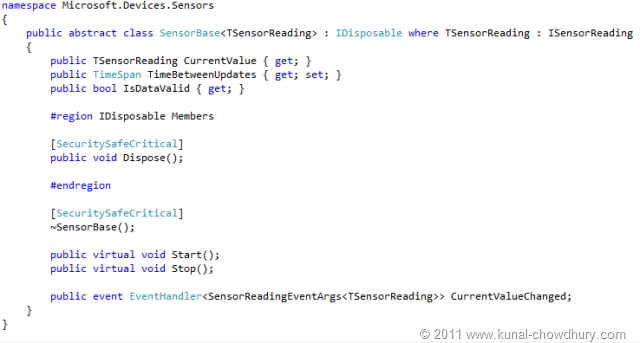 WP7.1 Demo - SensorBase Class