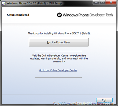 WP7.1 Mango SDK Beta 2 Installation Screen 12