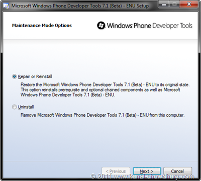 WP7.1 Mango SDK Beta 2 Installation Screen 4