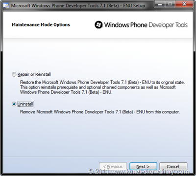 WP7.1 Mango SDK Beta 2 Installation Screen 5