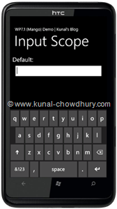 WP7.1 Demo - InputScope (Default)