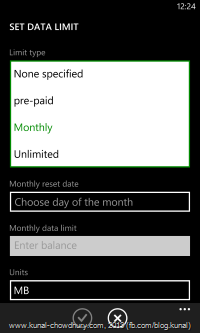 Set data limit using Data Sense