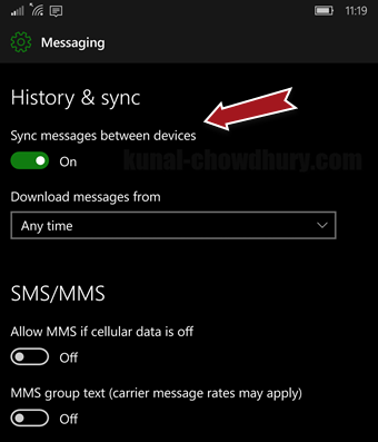 How to sync your messages across #Windows 10 Mobile devices? (www.kunal-chowdhury.com)